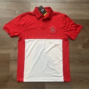 Under Armour Men's MEDIUM Maryland Terrapins Red Color Block Polo NCAA